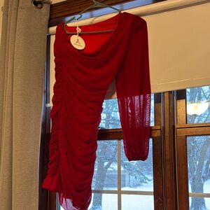 Chic Asymmetrical Red Dress